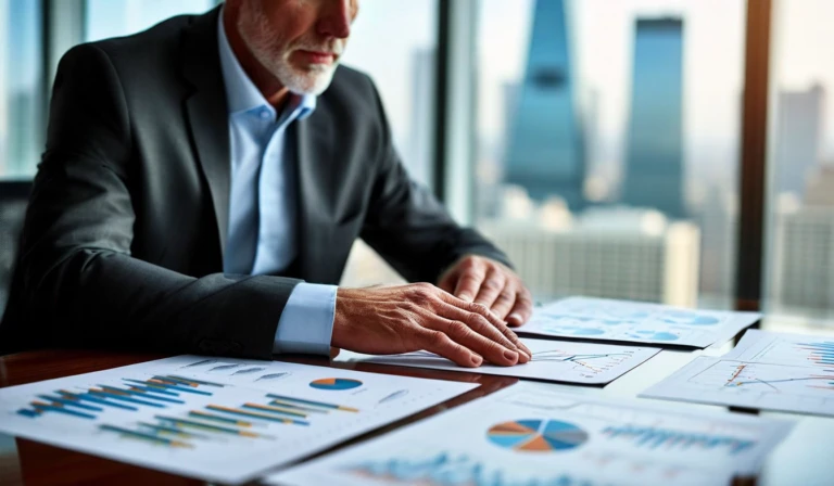 Defense analyst reviewing charts